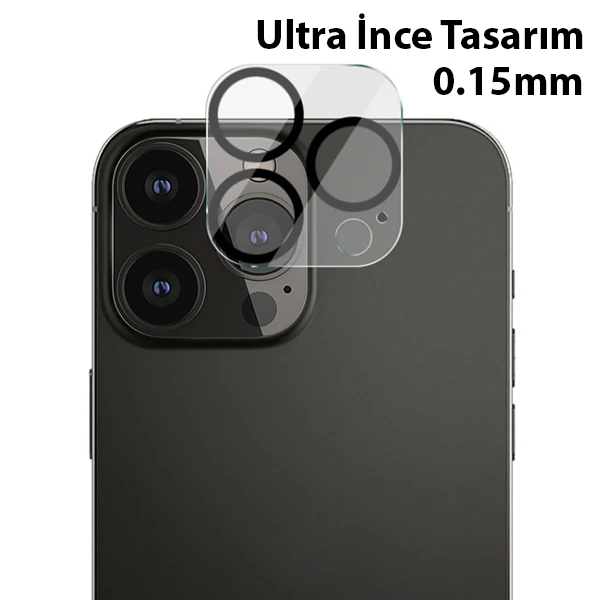 ALLY İPhone 13 Pro-13 Pro Max 3D Full Tempered Glass Cam Kamera Koruyucu-(1903)