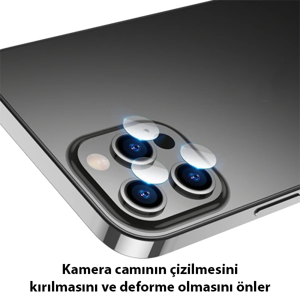 ALLY İPhone 13 Pro-13 Pro Max Tempered Glass Cam Kamera Koruyucu-(1903)