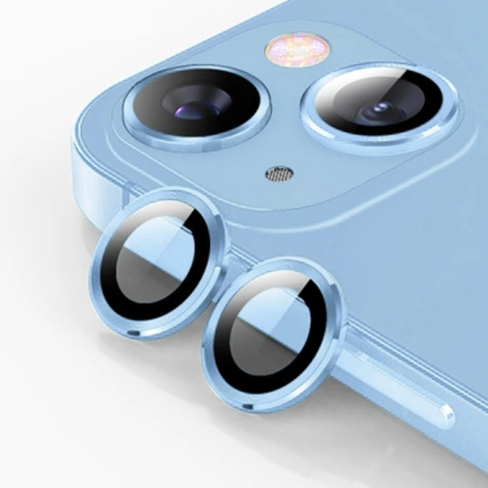 ALLY iPhone 14-14 Plus 3D Metal Çerçeveli Kamera Lens Koruyucu-(1903)