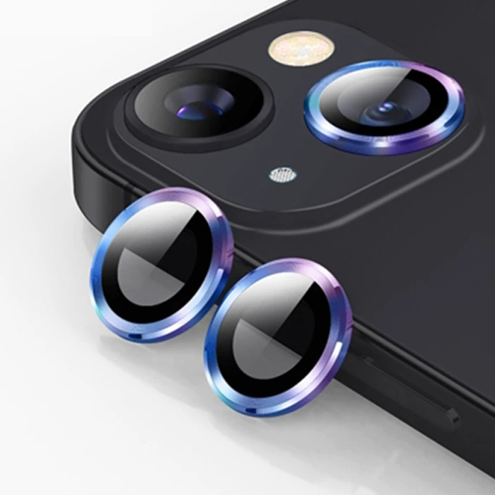 ALLY iPhone 14-14 Plus 3D Metal Çerçeveli Kamera Lens Koruyucu-(1903)
