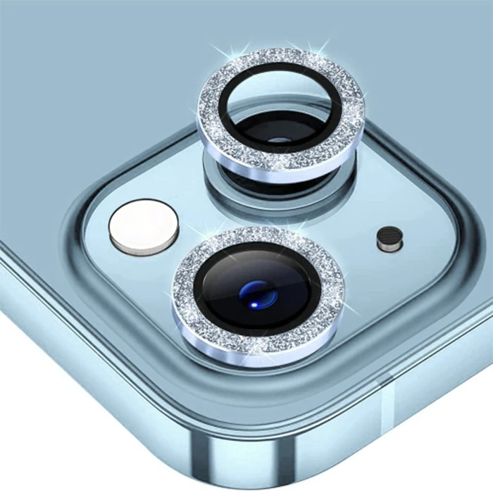 ALLY iPhone 14-14 Plus Diamond Taş İşlemeli Alüminyum Alaşımlı Kamera Lens Koruyucu-(1903)