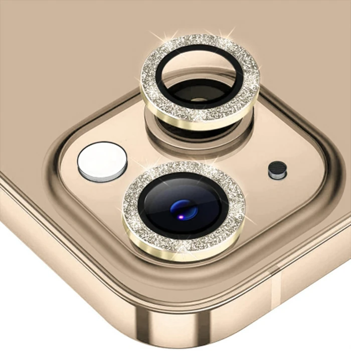 ALLY iPhone 14-14 Plus Diamond Taş İşlemeli Alüminyum Alaşımlı Kamera Lens Koruyucu-(1903)