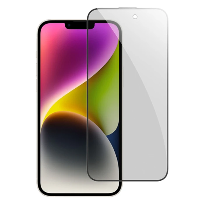 Ally iPhone 14 Privacy Hayalet Full Koruma Tempered Cam Ekran Koruyucu-(1903)
