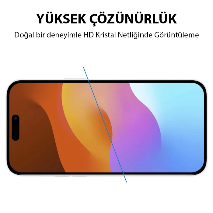 Ally iPhone 15 Pro Full Glue Tempered Kırılmaz Cam Ekran Koruyucu-(1903)