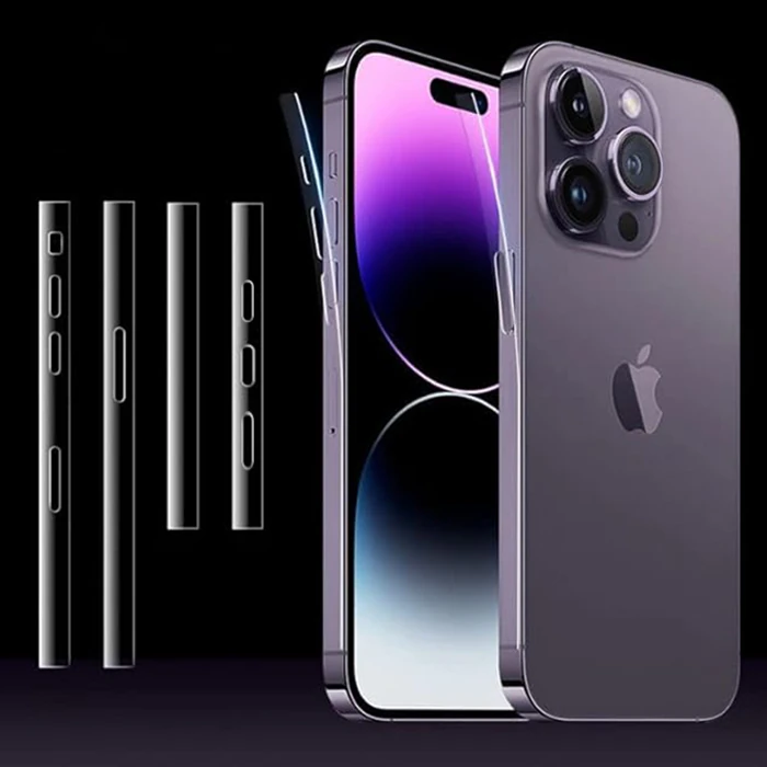 ALLY iPhone 15 Pro Max Hidrojel Hayalet Yan Alt Üst Kaplama Koruyucu Film-(1903)