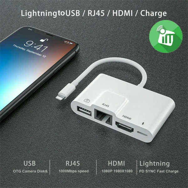 ALLY İPhone 3İN1 Lightning HDMI RJ45 OTG Digital AV Adaptör Hub-(1903)