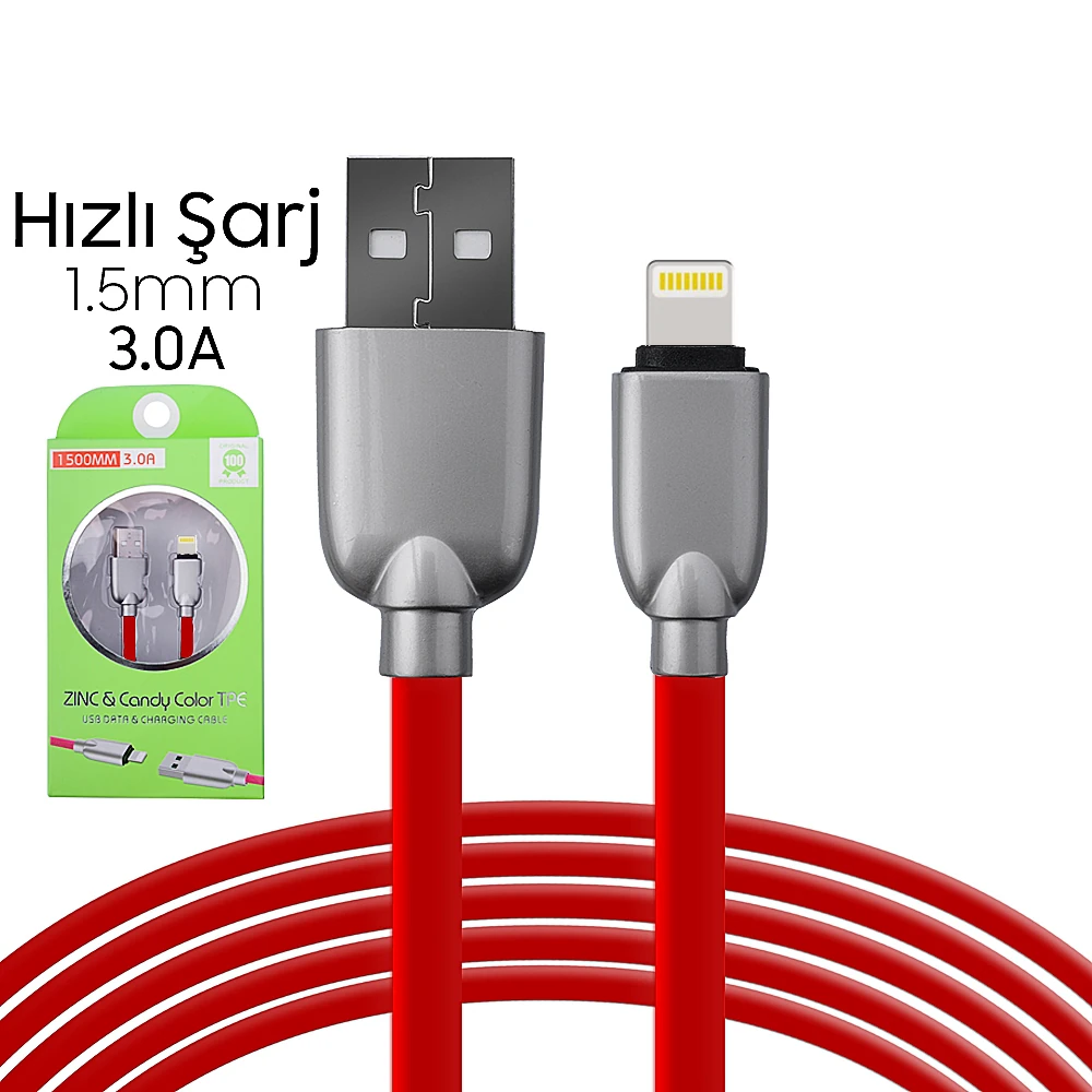 Ally İphone5s6s788 Plus Zinc Alloy Dayanıklı 3.0a 1.5mm Usb Kablo-(1903)