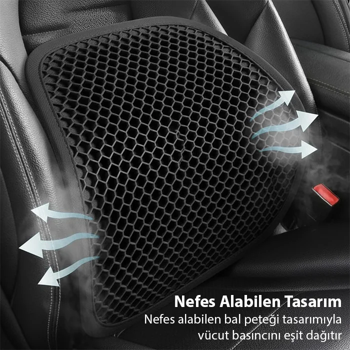 ALLY Jel Destekli Ortopedik Bel Sırt Minderi | Araç Ofis ve Ev Koltukları İçin Ergonomik Bel Sırt Destek Minderi-(1903)
