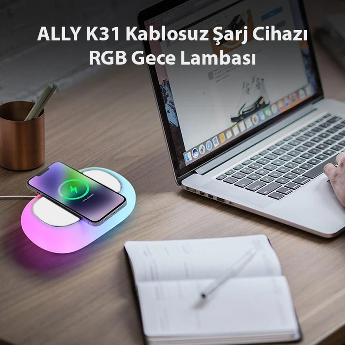ALLY K31 Kablosuz Şarj Cihazı RGB Gece Lambası-(1903)