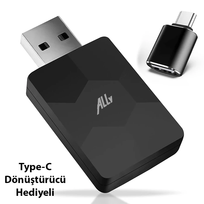 ALLY Kablosuz Car Play Adaptörü Apple Ve Android Cihazlar Için Wireless Carplay Çevirici-(1903)