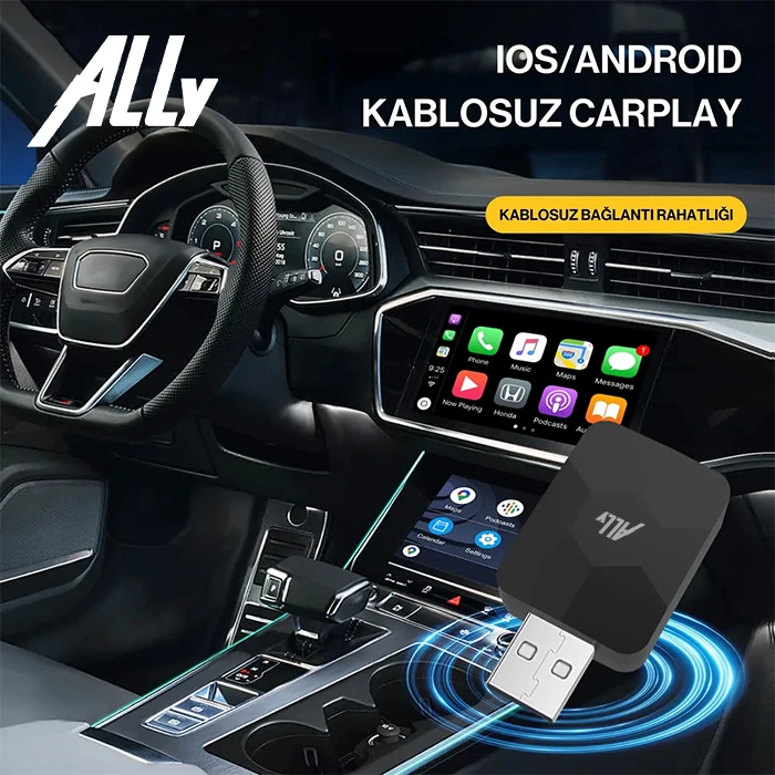 ALLY Kablosuz Car Play Adaptörü Apple Ve Android Cihazlar Için Wireless Carplay Çevirici-(1903)