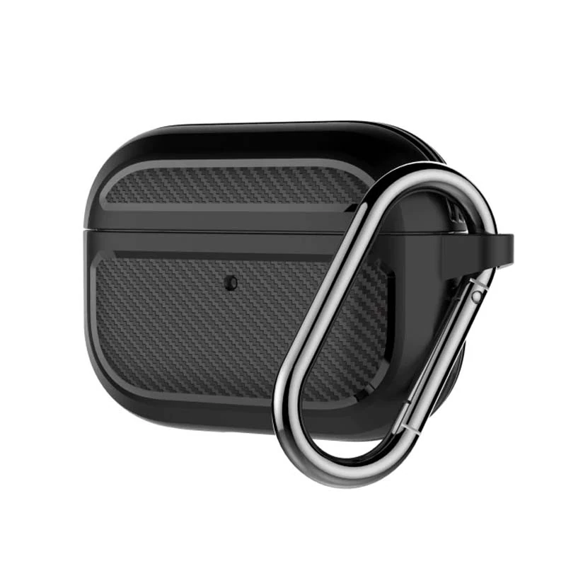 ALLY Karbon Fiber AirPods Pro Kulaklık Kancalı Silikon Koruma Kılıfı-(1903)