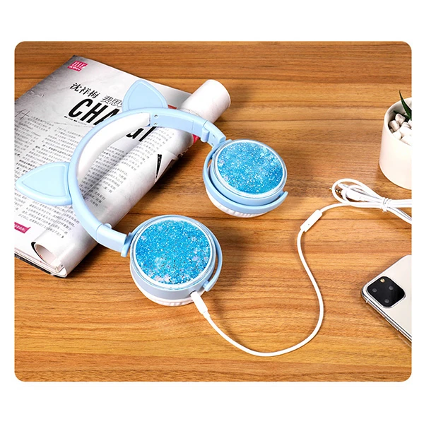 ALLY Kedi Kulak Simli Kablolu Mikrofonlu Kulaküstü Kulaklık 3.5mm jack-(1903)