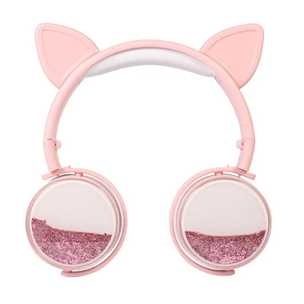 ALLY Kedi Kulak Simli Kablolu Mikrofonlu Kulaküstü Kulaklık 3.5mm jack-(1903)