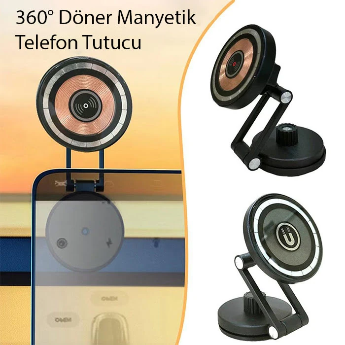 Ally LE-07 Torpido Üstü Araç İç Ve Masa Üstüi Magsafe Telefon Tutucu-(1903)