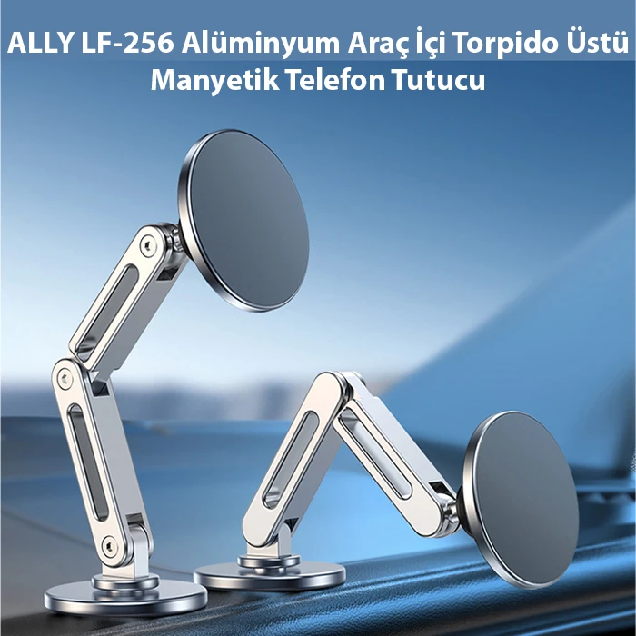 ALLY LF-256 Alüminyum Araç İçi Torpido Üstü Manyetik Telefon Tutucu-(1903)