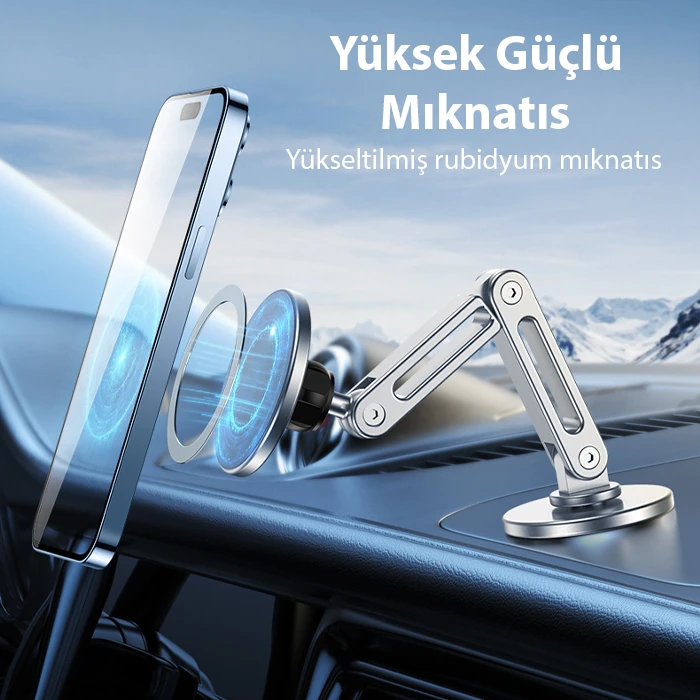 ALLY LF-256 Alüminyum Araç İçi Torpido Üstü Manyetik Telefon Tutucu-(1903)