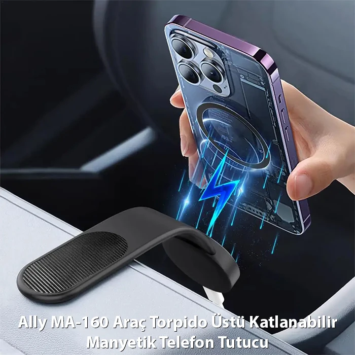Ally MA-160 Araç Torpido Üstü Katlanabilir Manyetik Telefon Tutucu-(1903)