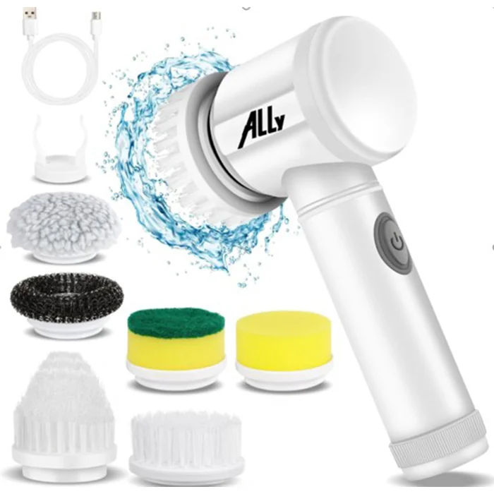 ALLY Magic Brush 5in1 Fırça Başlıklı Şarjlı Temizleme Fırçası Banyo/Fayans/Zemin Temizleyici-(1903)