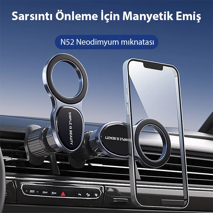 ALLY Magsafe Uyumlu Araç Içi Havalandirma Manyetik Telefon Tutucu-(1903)