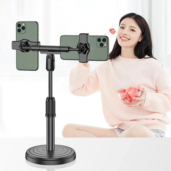 ALLY Masaüstü Youtube Tiktok Canlı Yayın Çift Telefon Tutucu Stand-(1903)