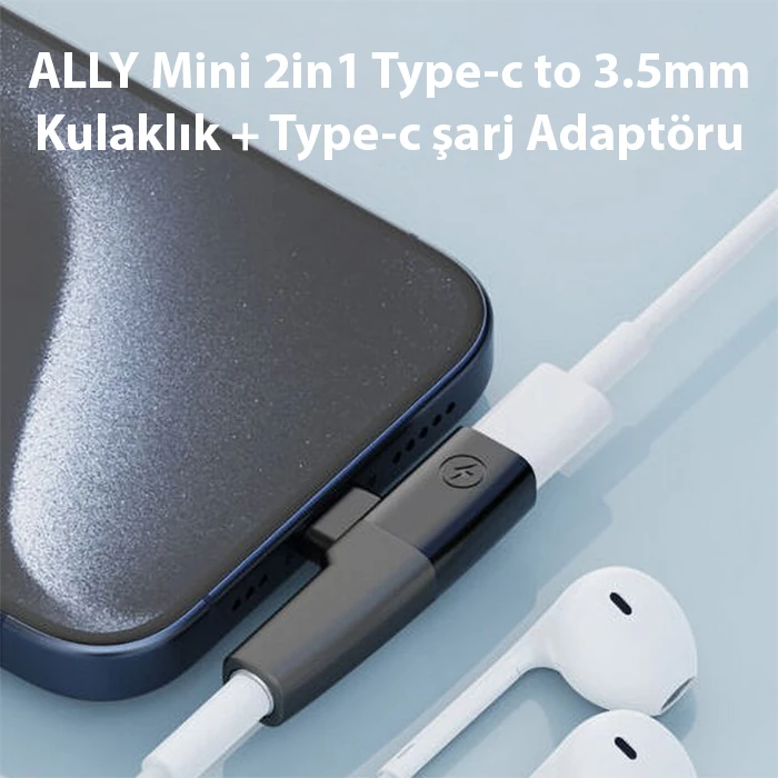 ALLY Mini 2in1 Type-c to 3.5mm Kulaklık + Type-c şarj Adaptöru-(1903)