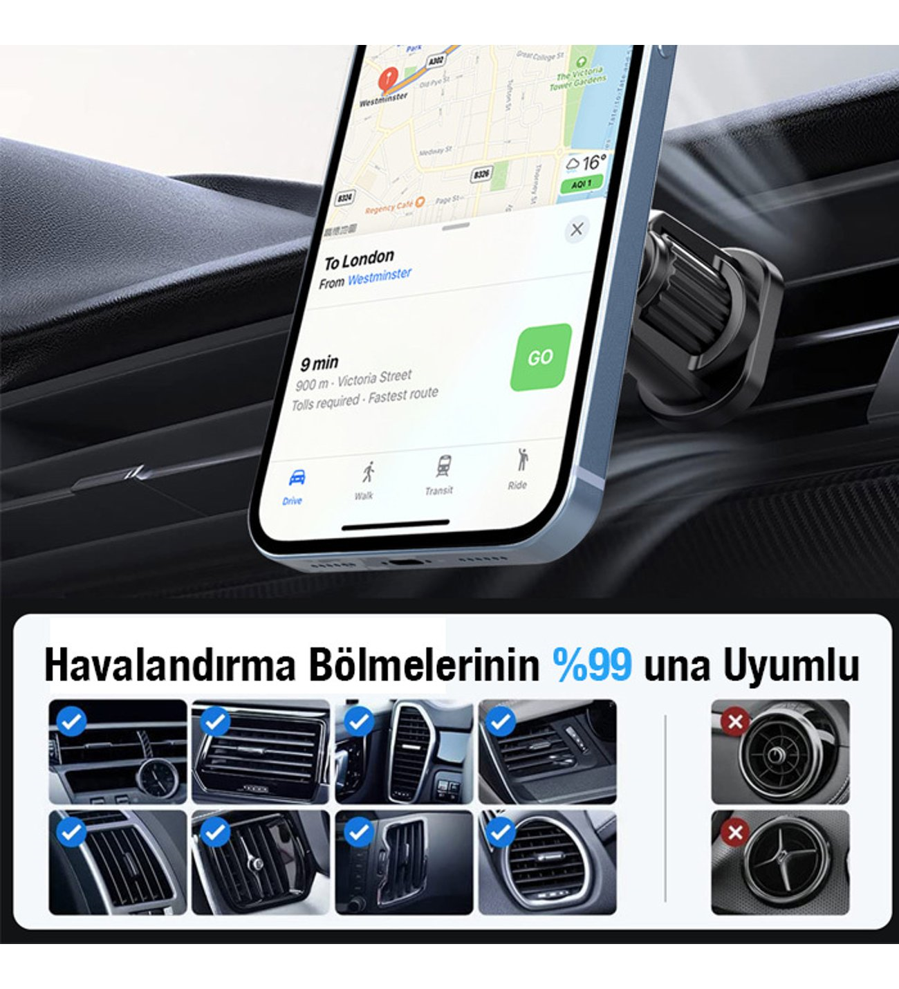 ALLY ML-223 MagSafe Araç İçi Telefon Tutucu-(1903)