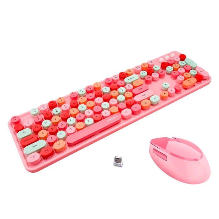 ALLY Mofi SWEET 2.4G Retro Kablosuz Q Klavye Oyuncu Klavye ve Mouse Seti-(1903)