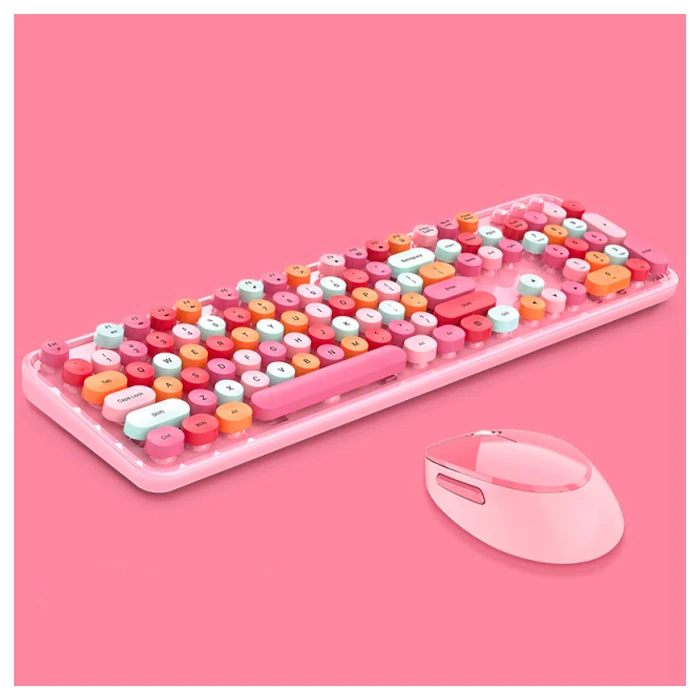 ALLY Mofi SWEET 2.4G Retro Kablosuz Q Klavye Oyuncu Klavye ve Mouse Seti-(1903)