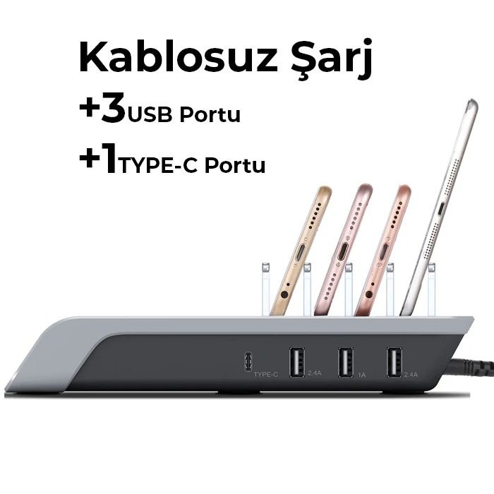 ALLY Multiport 10W Wireless Kablosuz Şarj Cihazı Organizer Stand-(1903)