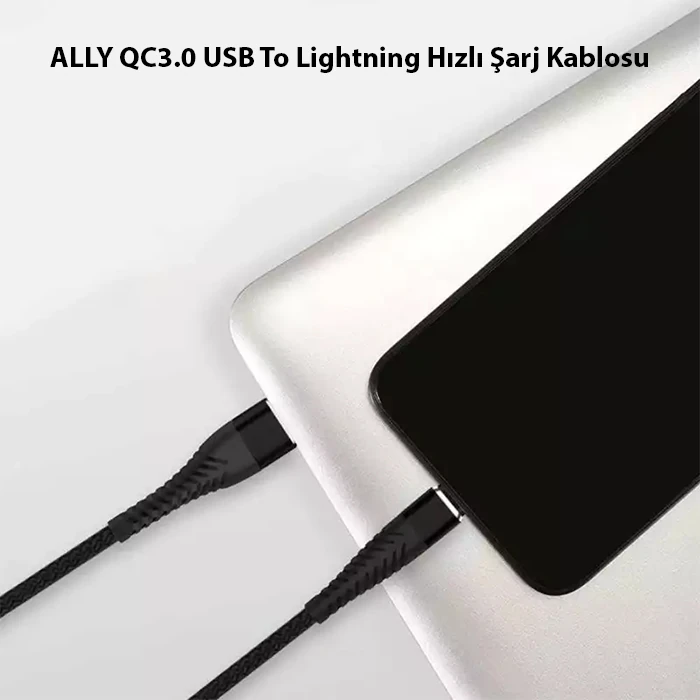 ALLY QC3.0 USB To İPhone Lightning Hızlı Şarj Kablosu-(1903)