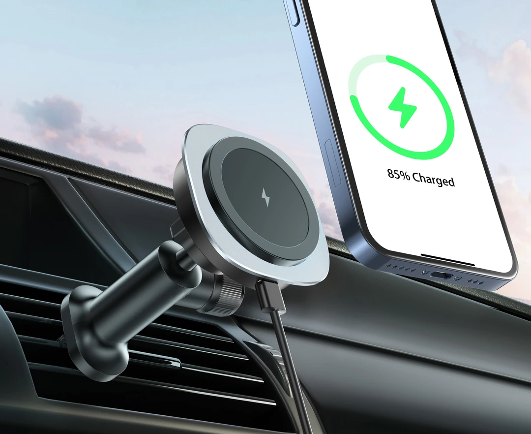 ALLY QI-206 Magsafe Uyumlu Araç Içi 15W Kablosuz Hızlı Şarj Telefon Tutucu-(1903)