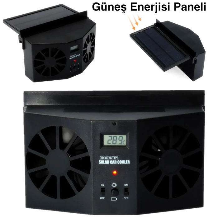 Ally R-8032 Güneş Enerjili Çift Fanlı Solar Oto Araç Havalandırma-(1903)
