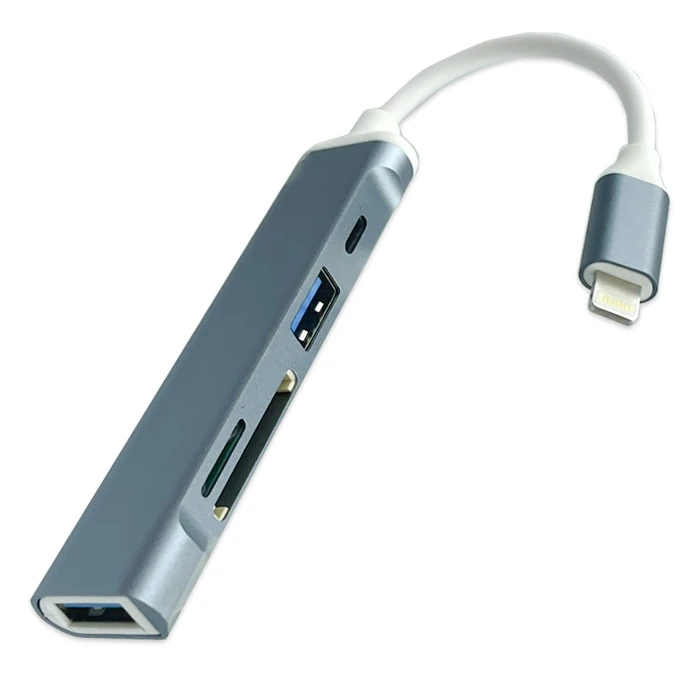 Ally S-503 5in1 Lightning to USB + SD Kart Hub Adaptör Çevirici Dönüştürücü-(1903)