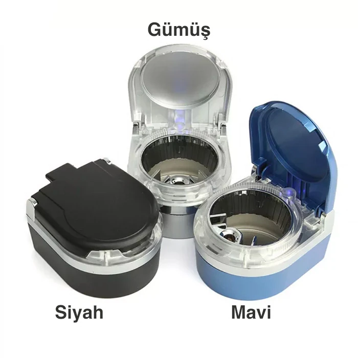 Ally SD-1201 Led Işıklı Kapaklı Araç Küllük Oto Araba Kül Tablası-(1903)