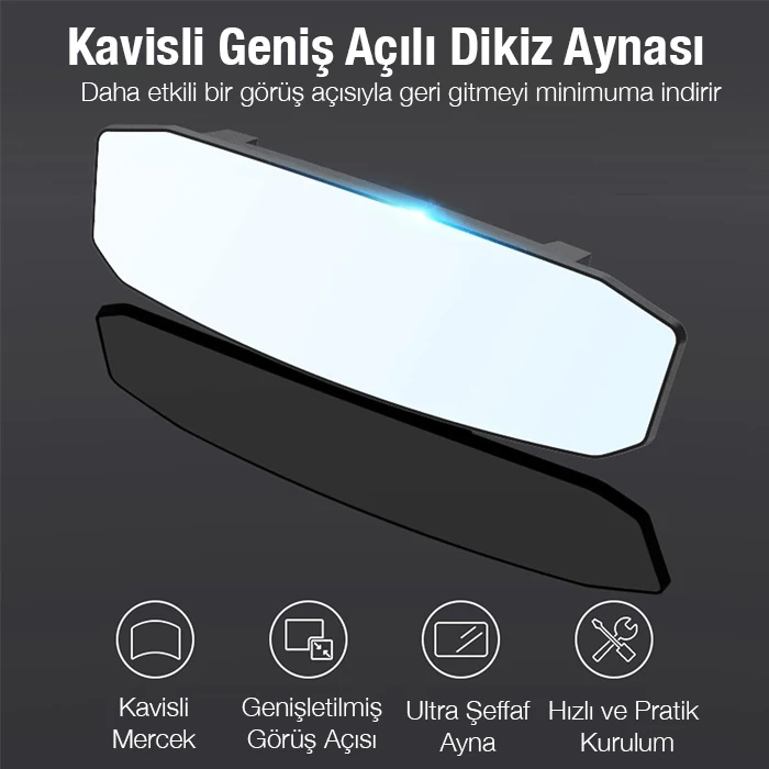 ALLY SD-2415 Kavisli Dışbükey Geniş Açılı Araç Dikiz Aynası 299x90mm-(1903)