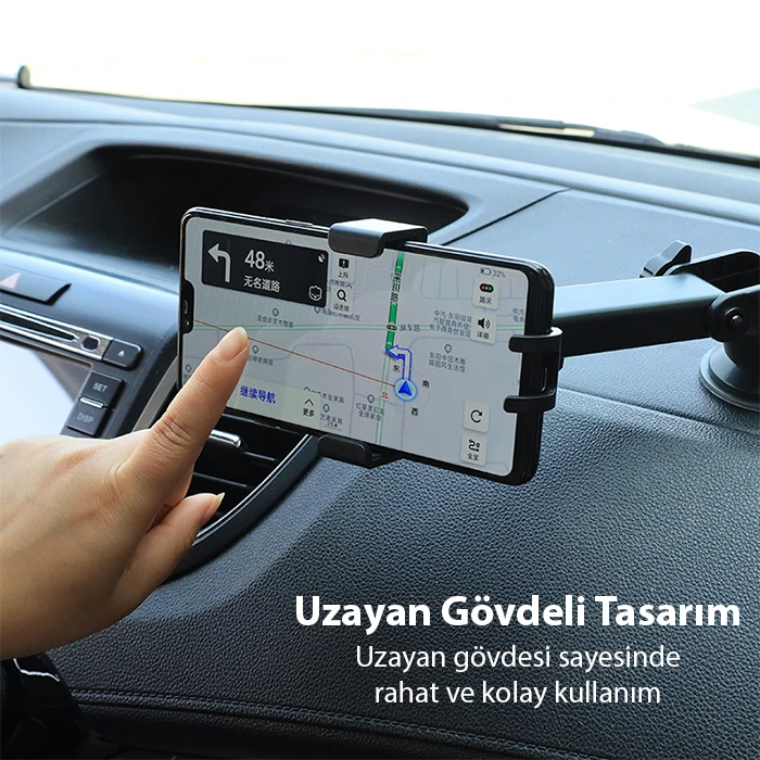 ALLY ST-1704 Araç Içi Uzayan Ayarlanabilir Vantuzlu Telefon Tutucu-(1903)