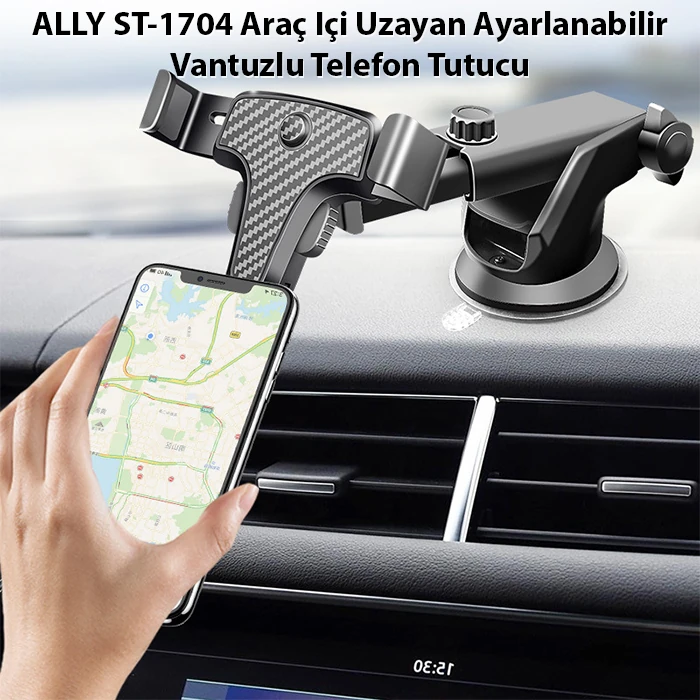 ALLY ST-1704 Araç Içi Uzayan Ayarlanabilir Vantuzlu Telefon Tutucu-(1903)