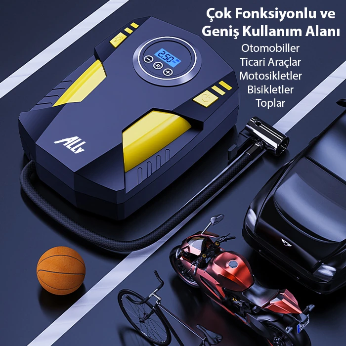 ALLY ST-5002 Dijital Basınç Göstergeli Oto Lastik Şişirme Pompası Hava Kompresörü-(1903)