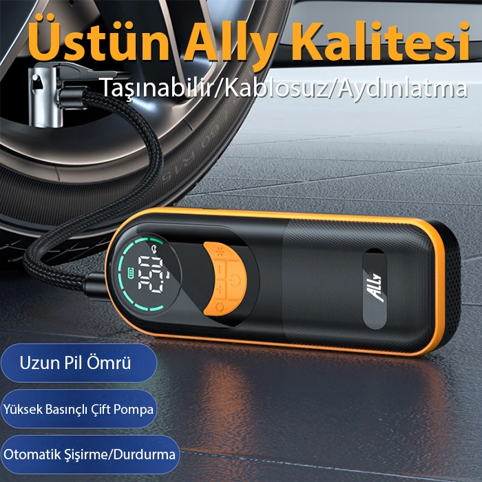 ALLY ST-5520 Dijital Basınç Göstergeli Oto Lastik Şişirme Pompası Hava Kompresörü-(1903)