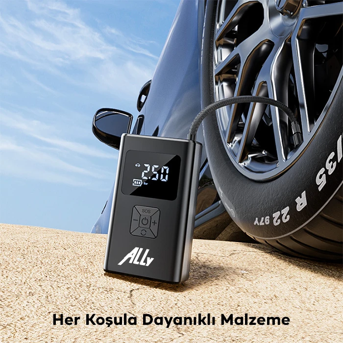ALLY ST-5522 Şarjlı lastik şişirme hava kompresör pompası 12V LED ışıklı-(1903)