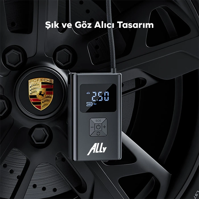 ALLY ST-5522 Şarjlı lastik şişirme hava kompresör pompası 12V LED ışıklı-(1903)