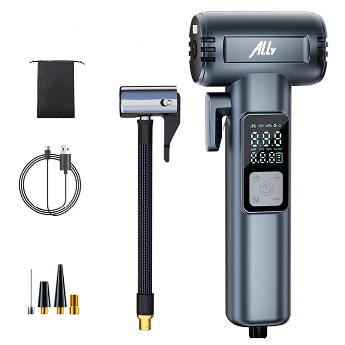 Ally ST-5530 Dijital  Şarjlı Araç Lastik Hava Şişirme Pompası Powerbank Pencere kırıcı-(1903)