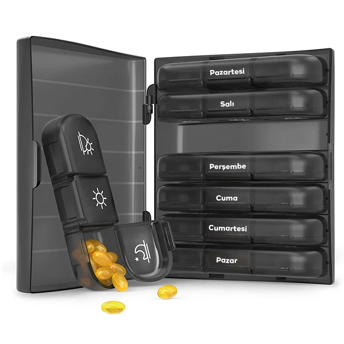 Ally Taşınabilir 7 Günlük Haftalık Hap İlaç Vitamin Saklama Kutusu Kabı-(1903)