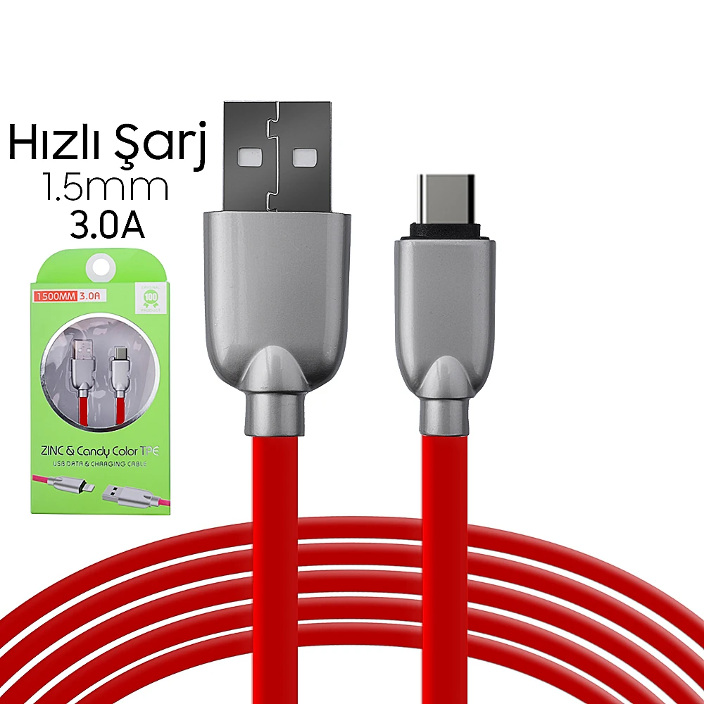 Ally Usb Type-C  Zinc Alloy Dayanıklı 3.0a 1.5mm Usb Kablo-(1903)