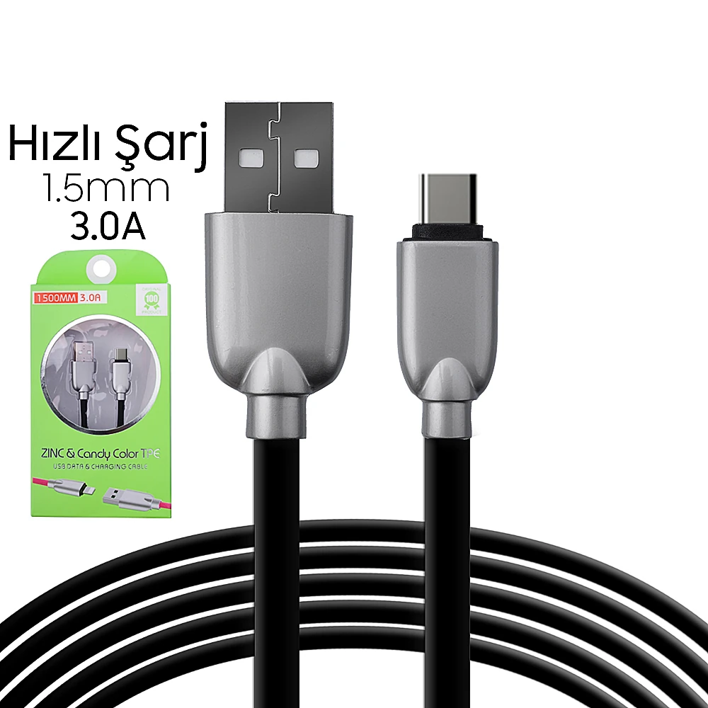 Ally Usb Type-C  Zinc Alloy Dayanıklı 3.0a 1.5mm Usb Kablo-(1903)
