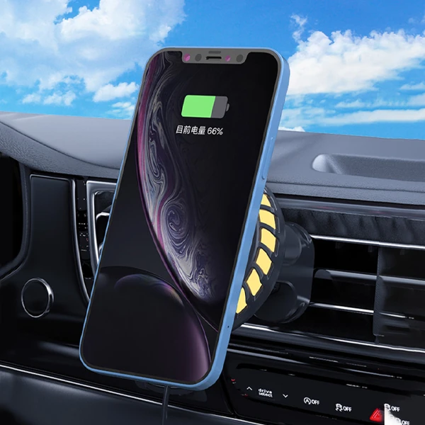 ALLY W06 MagSafe RGB 15W Kablosuz Hızlı Şarj Cihazı ve Araç İçi Telefon Tutucu-(1903)