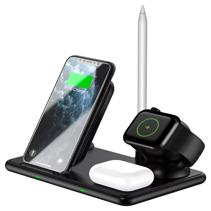 ALLY W58 15W Qi Hızlı Şarj 4 in 1 iPhone+ AirPods Pro Kablosuz Şarj Standı-(1903)