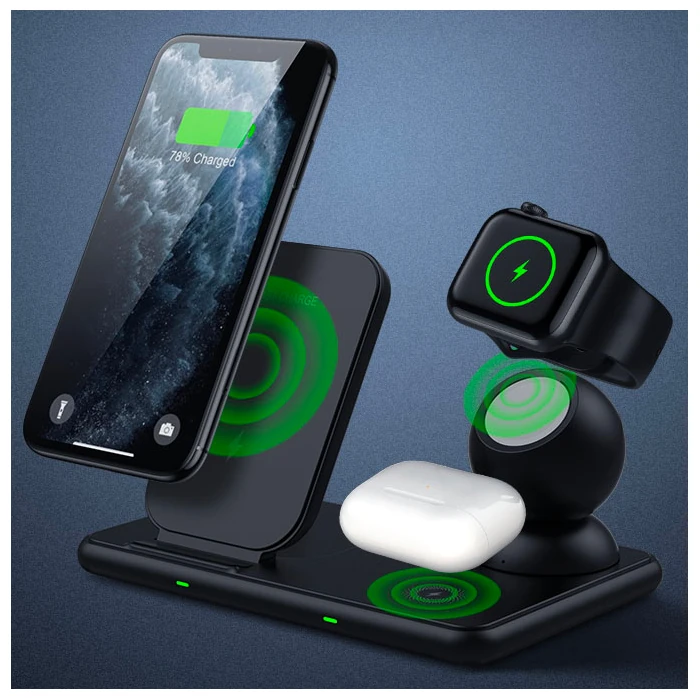 ALLY W58 15W Qi Hızlı Şarj 4 in 1 iPhone+ AirPods Pro Kablosuz Şarj Standı-(1903)