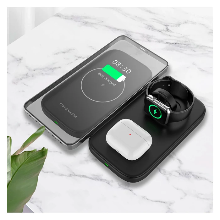 ALLY W66 15W 3 in1 Android + iPhone Taşınabilir Mini Kablosuz Hızlı Şarj Standı-(1903)